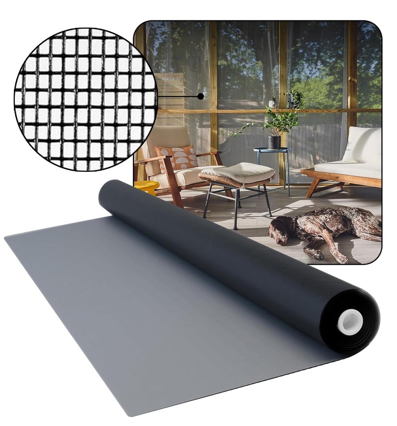 DOCAZOO DOCA 36 in x 100 ft Window Screen Mesh - Window Screen Replacement, Fiberglass Mesh Roll for Window, Patio Screen, Porch Screen, or Door - Charcoal - Image 1